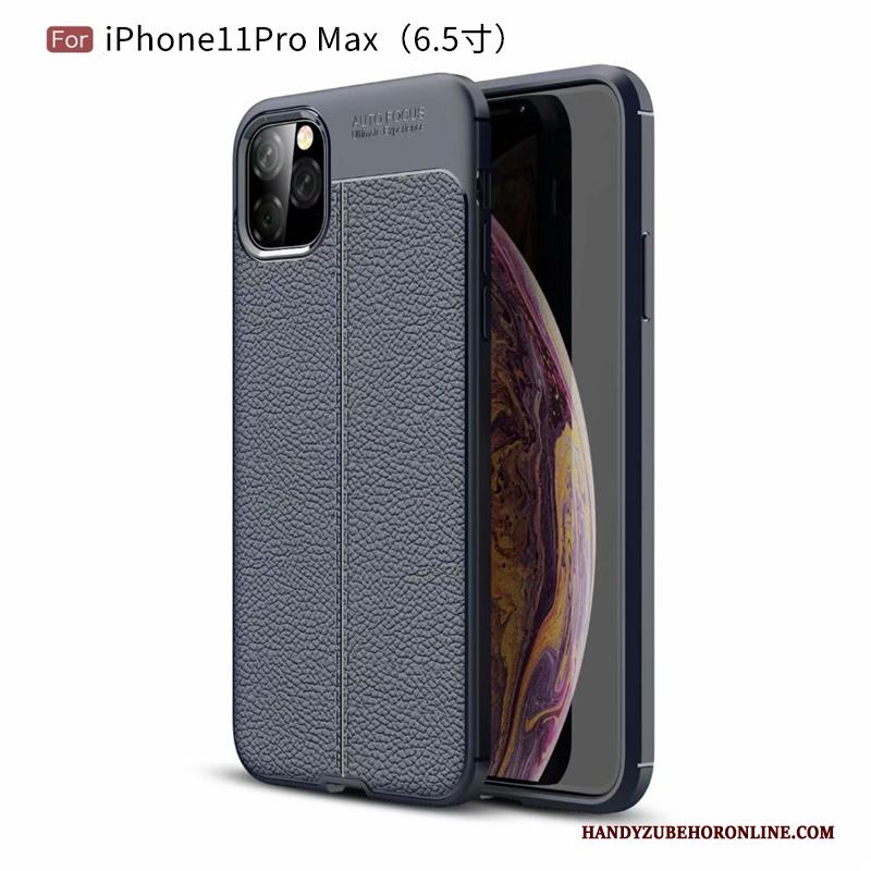 iPhone 11 Pro Max Patroon Hoes Bescherming Hoesje Telefoon Blauw Leer All Inclusive