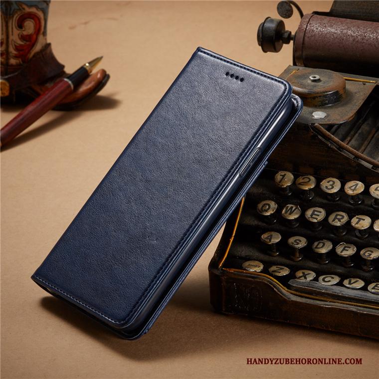 iPhone 11 Pro Portemonnee Bedrijf Hoesje Telefoon Leren Etui Bescherming Blauw Folio