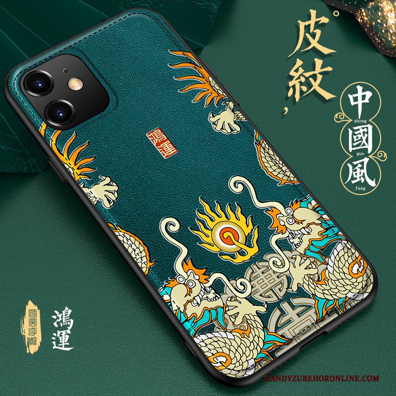 iPhone 11 Trendy Merk Leer Anti-fall High End Bescherming Groen Hoesje Telefoon