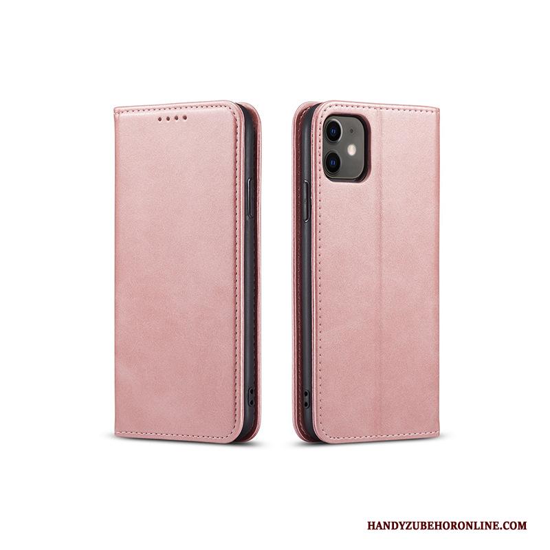 iPhone 12 Bescherming Hoes Roze Pas Folio Leren Etui Hoesje Telefoon