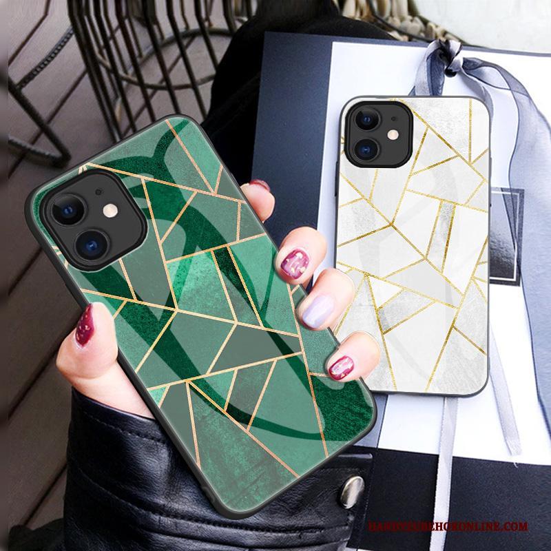 iPhone 12 Mini Hoesje Kleur Scheppend Trendy Merk Geometrie Eenvoudige Mode Groen