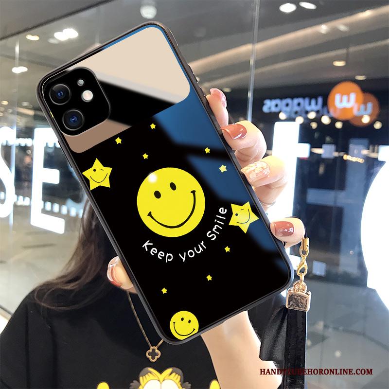 iPhone 12 Mini Hoesje Smiley Anti-fall Spiegel Zwart Scheppend Persoonlijk Ster