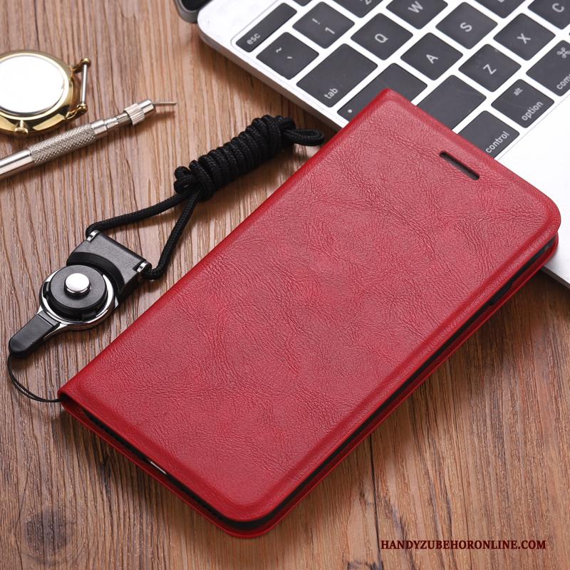 iPhone 12 Mini Leren Etui Eenvoudige Hoes Rood Siliconen Anti-fall Hoesje