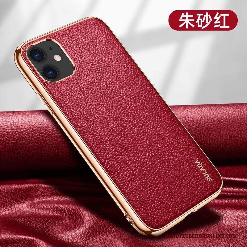 iPhone 12 Mini Rood Luxe Hoesje Telefoon Leer Bescherming Anti-fall High End