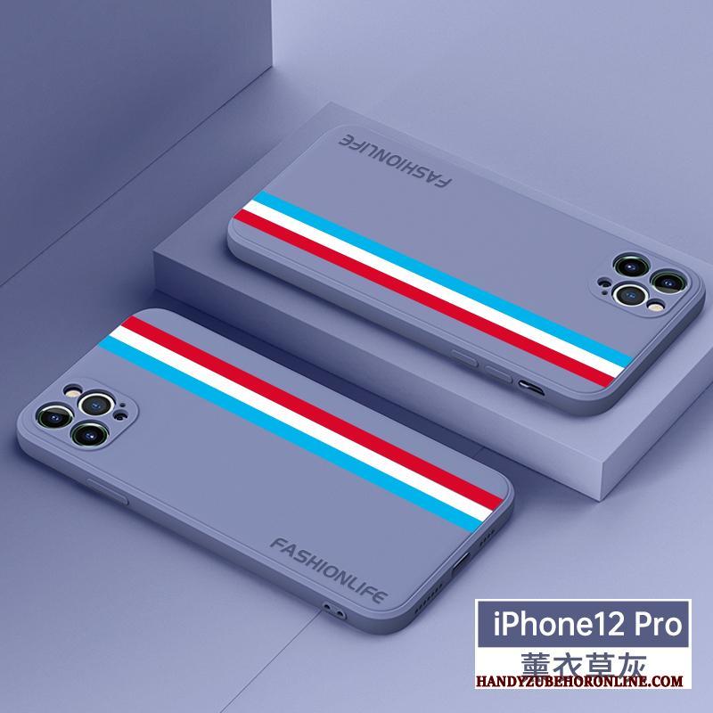 iPhone 12 Pro Dun Hoesje Telefoon Streep Bescherming Vierkante Siliconen Anti-fall