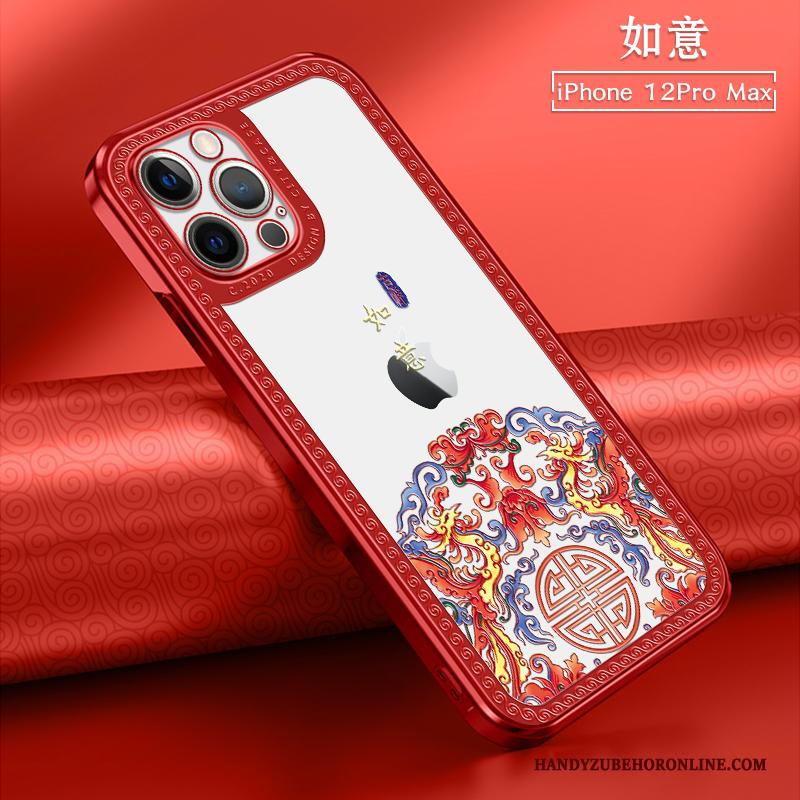 iPhone 12 Pro Max All Inclusive Hoesje Nieuw Anti-fall Rood Doorzichtig Chinese Stijl