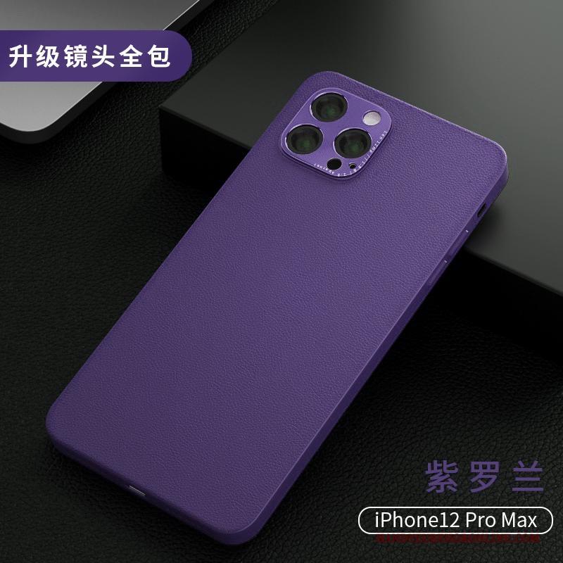 iPhone 12 Pro Max Hoesje Scheppend Echt Leer Net Red High End Dun Nieuw Purper