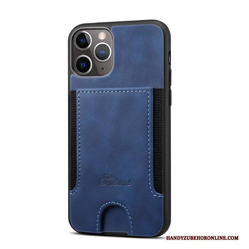 iPhone 12 Pro Max Nieuw Achterklep Hoesje Telefoon Bescherming Kaart Blauw Leren Etui
