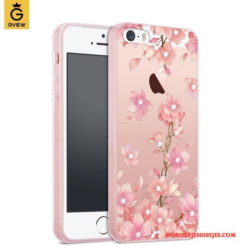 iPhone 5/5s All Inclusive Siliconen Doorzichtig Hoes Roze Hoesje Telefoon Trend