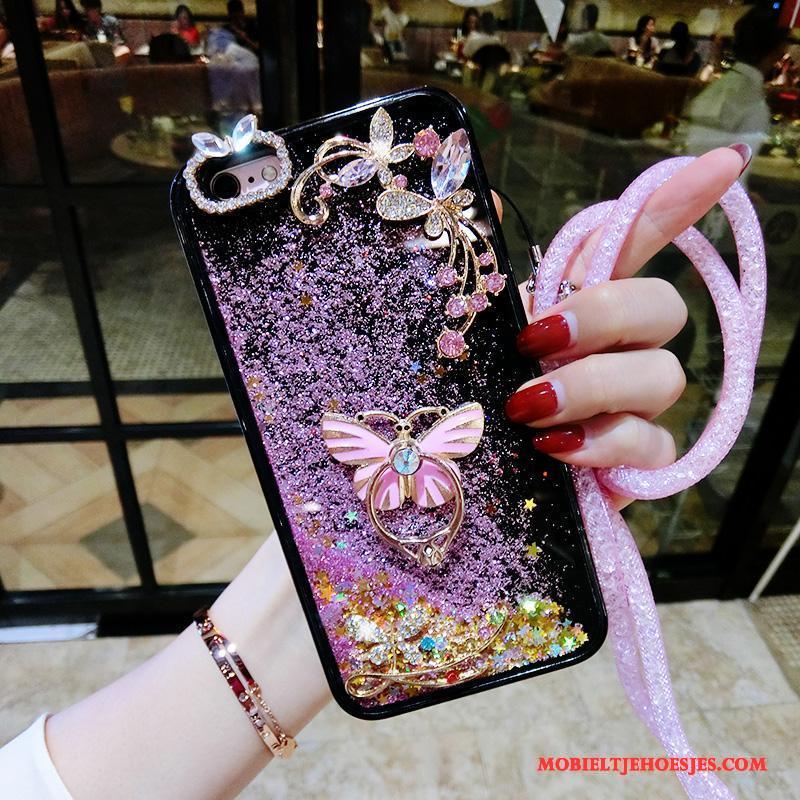 iPhone 5/5s Hanger Hoes Purper Hoesje Telefoon Roze Drijfzand Ondersteuning