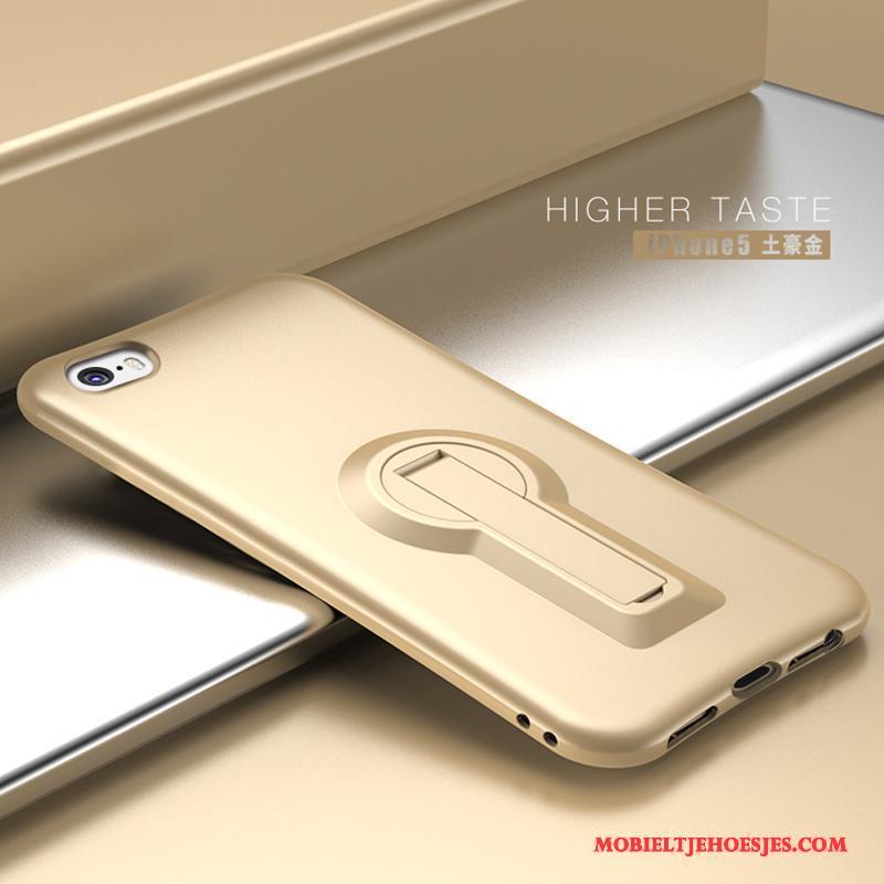 iPhone 5/5s Hoes Schrobben Anti-fall Eenvoudige Hoesje Telefoon Siliconen Goud