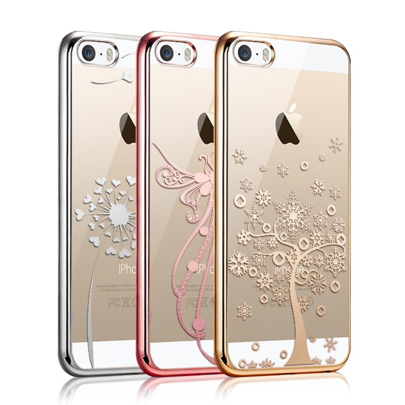 iPhone 5/5s Hoesje Nieuw Mobiele Telefoon Doorzichtig Goud Plating Bescherming Zacht