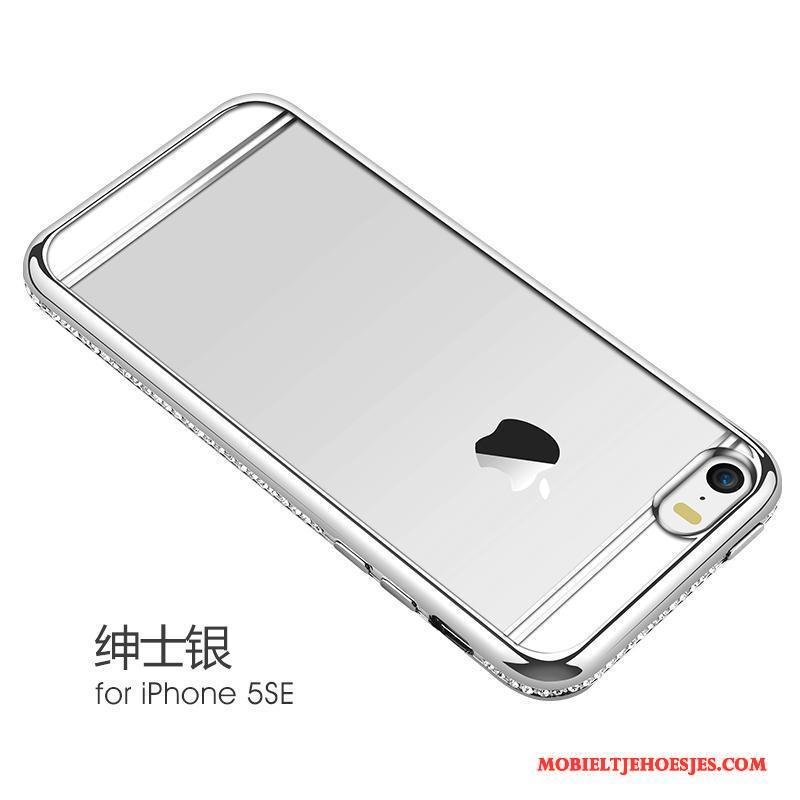 iPhone 5/5s Hoesje Siliconen Bescherming Hoes Zilver Met Strass Trend Luxe