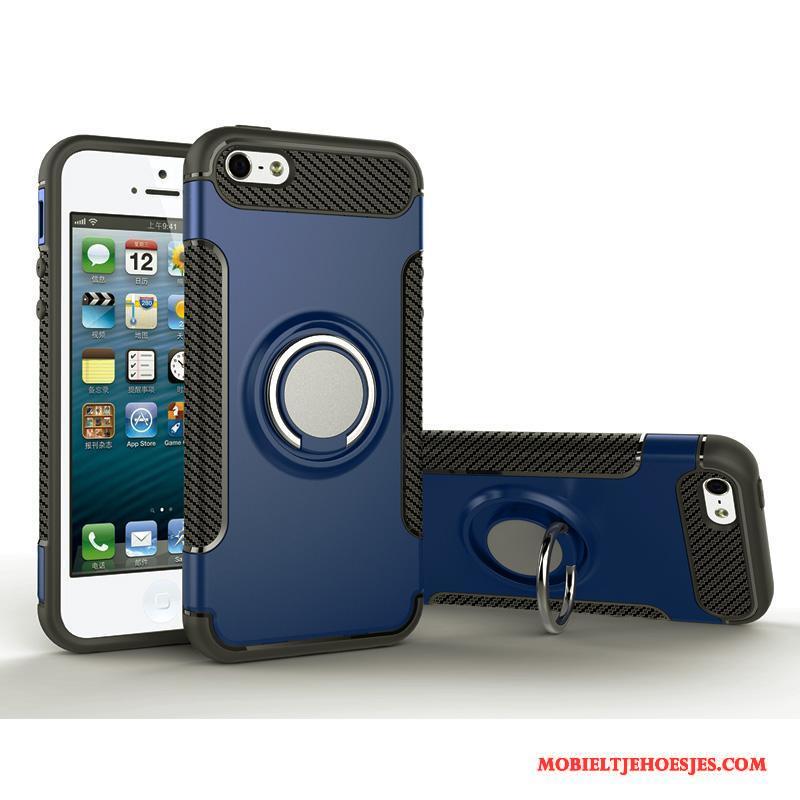 iPhone 5/5s Hoesje Trend Anti-fall Klittenband Scheppend Blauw Ring Bescherming
