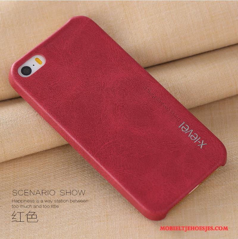 iPhone 5/5s Leren Etui Hoes Dun Bescherming Hoesje Telefoon Rood Nieuw