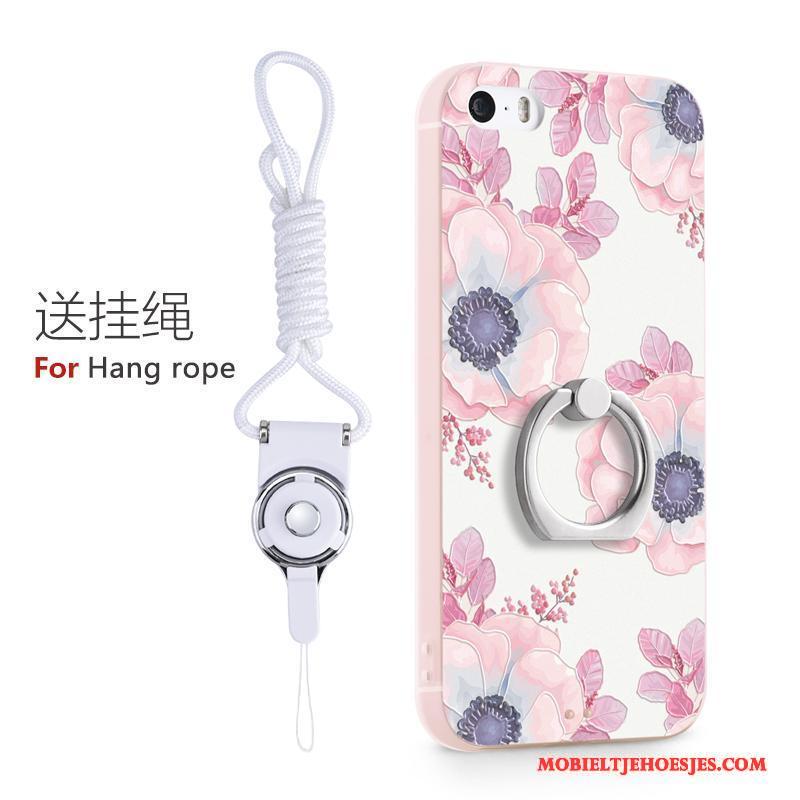 iPhone 5/5s Ring Mooie Roze Hoesje Telefoon Siliconen Ondersteuning Trend