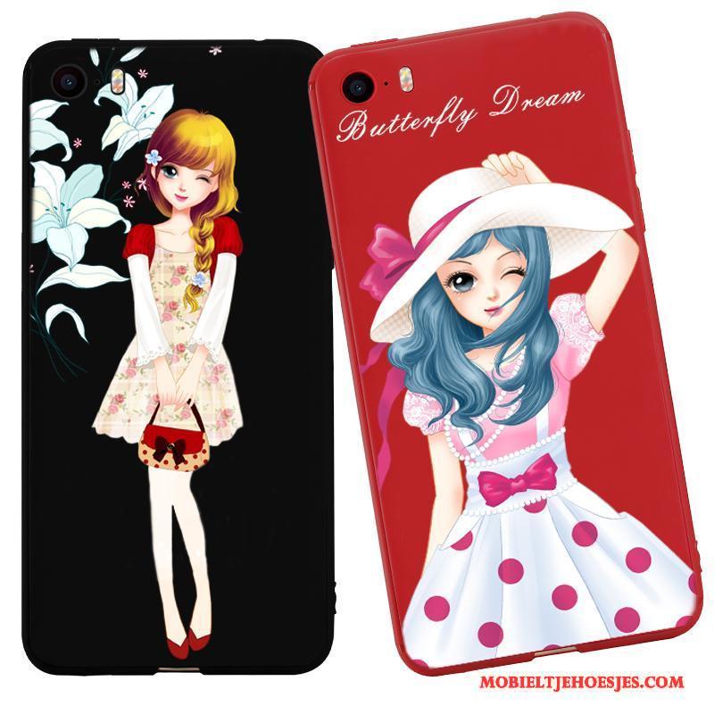 iPhone 5/5s Rood Bescherming Zwart Zacht Hoesje Telefoon Anti-fall Hanger