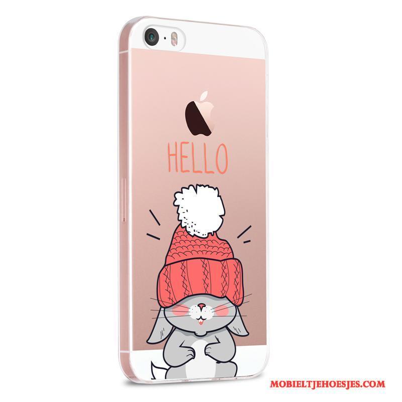 iPhone 5/5s Roze Spotprent Hoes Hoesje Telefoon Anti-fall Siliconen Mooie