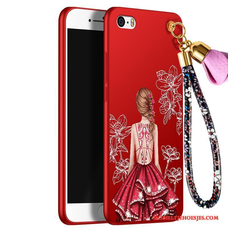 iPhone 5/5s Siliconen Rood Trend Schrobben Anti-fall Hoesje Telefoon Hanger