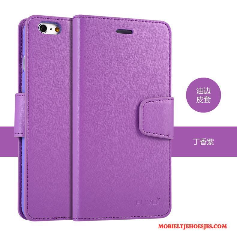 iPhone 6/6s Anti-fall Hoesje Telefoon Zacht Siliconen Leren Etui Purper Bescherming