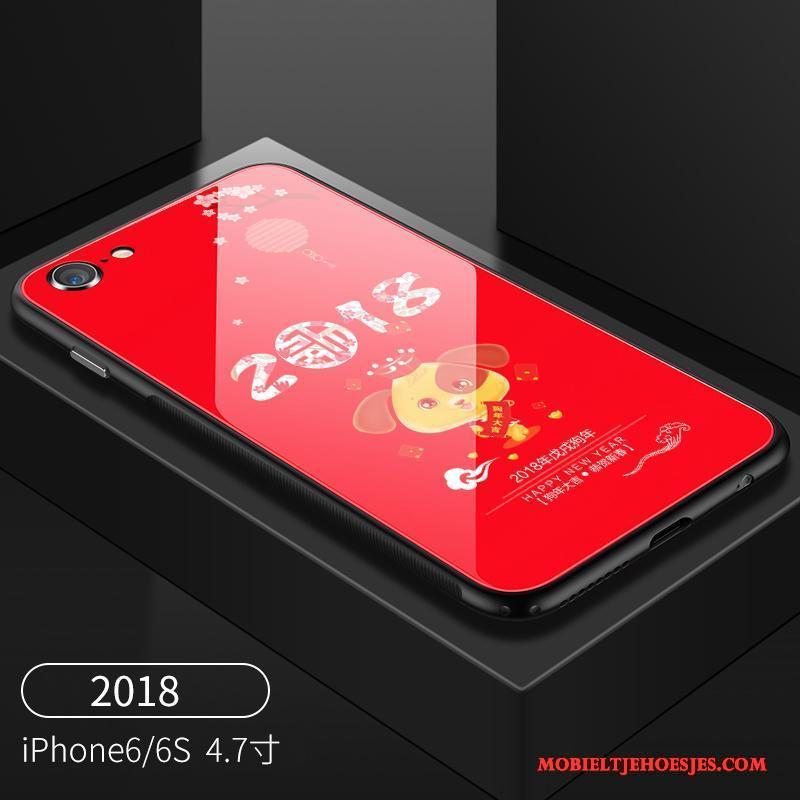 iPhone 6/6s Anti-fall Rood Trend Hoesje Telefoon Glas Nieuw All Inclusive