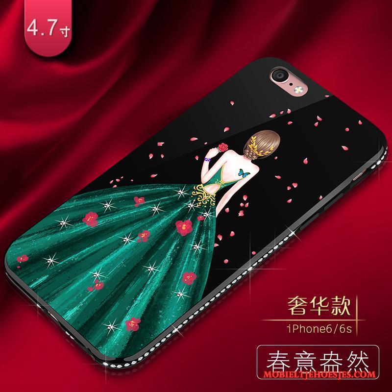 iPhone 6/6s Anti-fall Siliconen Scheppend Bescherming Met Strass Hoesje Zwart