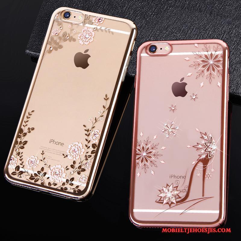 iPhone 6/6s Doorzichtig All Inclusive Goud Elegante Hoesje Telefoon Luxe Met Strass