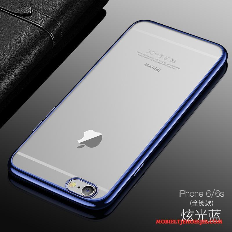 iPhone 6/6s Doorzichtig Blauw Anti-fall Siliconen Plating Hoesje Telefoon Dun