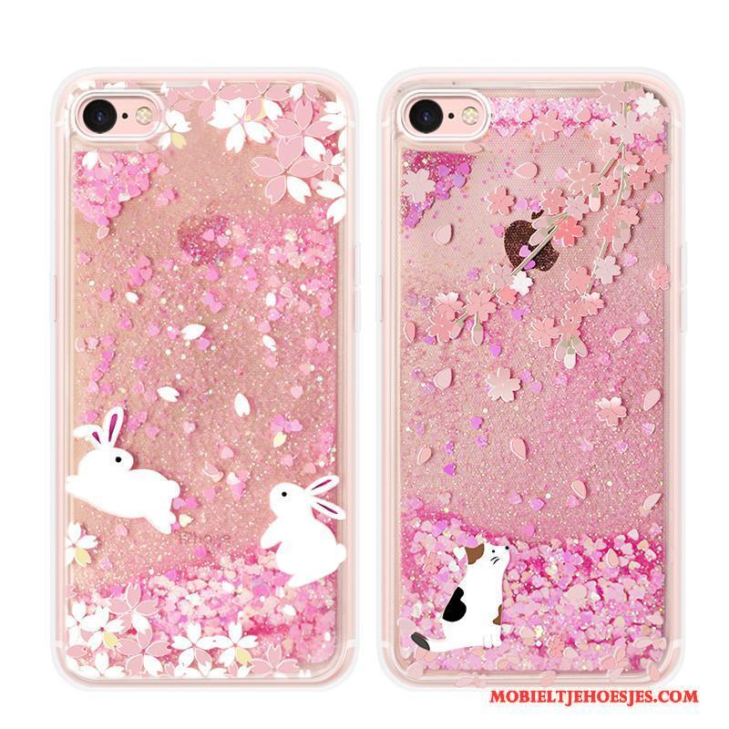 iPhone 6/6s Drijfzand All Inclusive Anti-fall Roze Hoes Hoesje Telefoon Kat