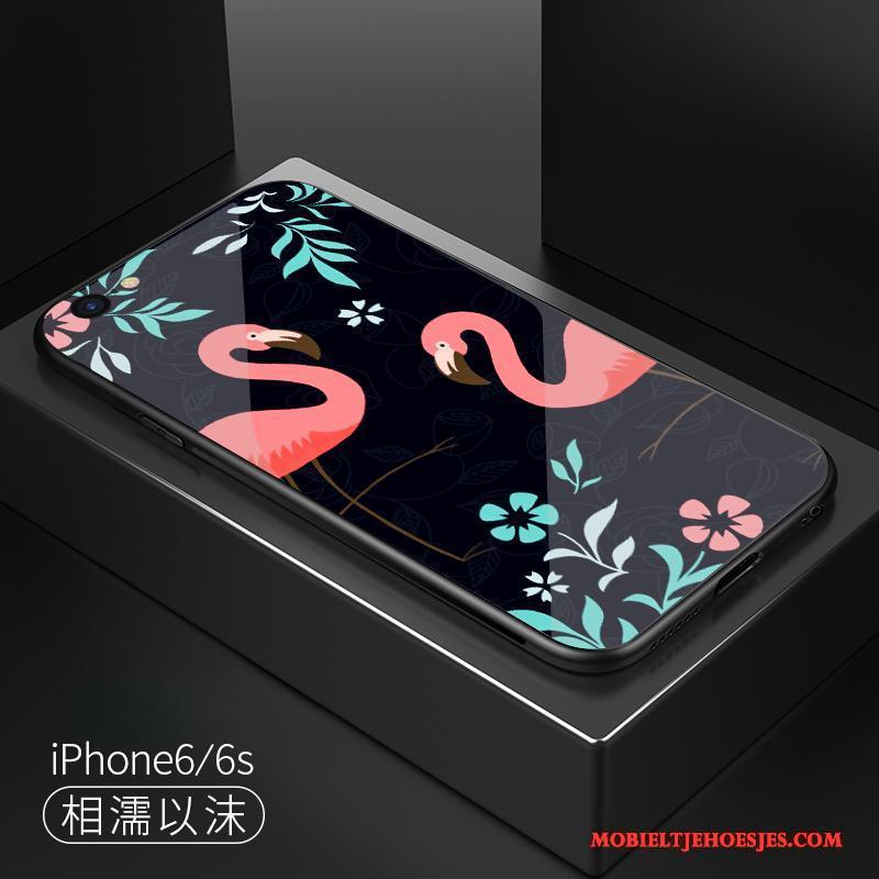 iPhone 6/6s Glas Hoesje Telefoon Zwart Lovers Persoonlijk Trend Scheppend