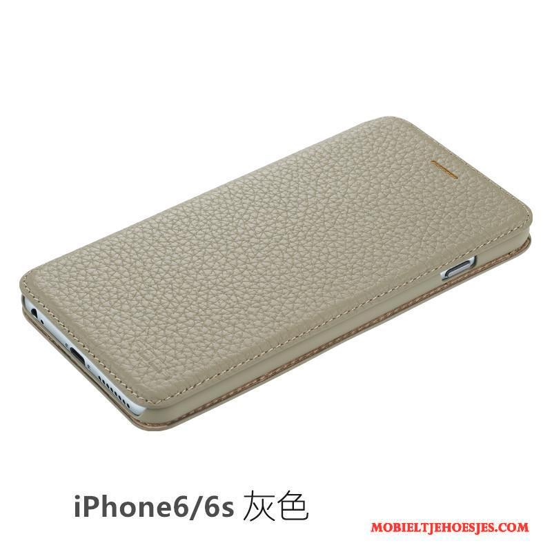 iPhone 6/6s Grijs Bescherming Hoesje Telefoon Leren Etui Folio Dun