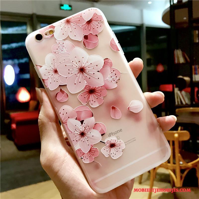 iPhone 6/6s Hoesje Reliëf All Inclusive Anti-fall Roze Zacht Siliconen Nieuw