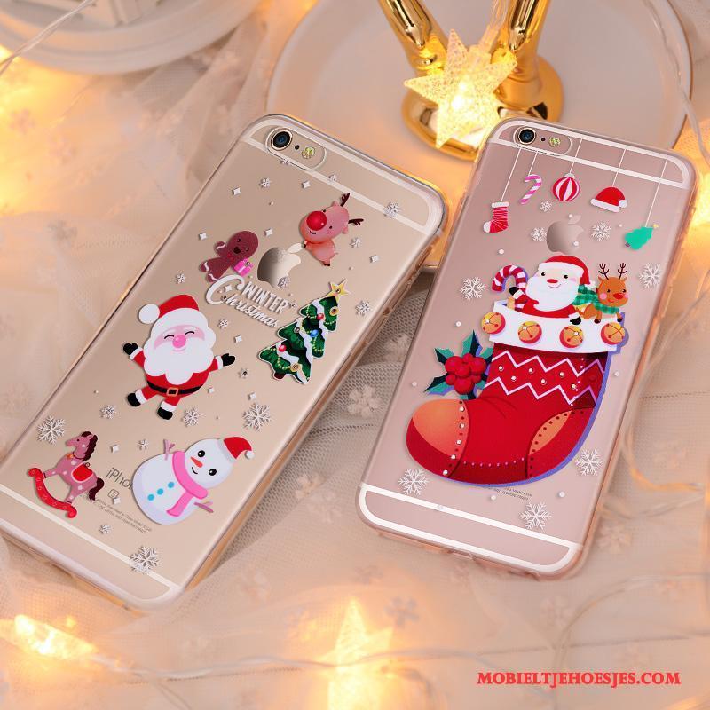 iPhone 6/6s Hoesje Zacht Met Strass Doorzichtig Elegante Hanger Hoes Rood