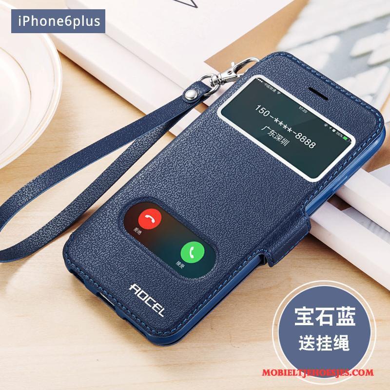 iPhone 6/6s Plus All Inclusive Bescherming Folio Anti-fall Blauw Hoesje Telefoon Leren Etui