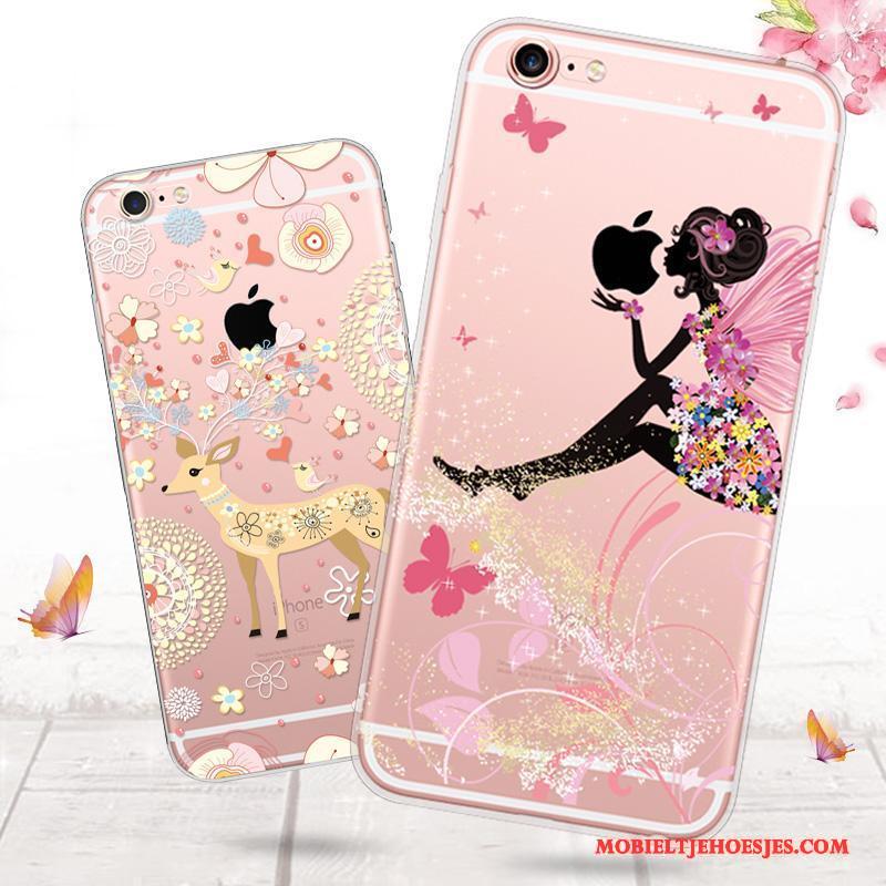 iPhone 6/6s Plus All Inclusive Hoesje Telefoon Roze Siliconen Spotprent Zacht Anti-fall