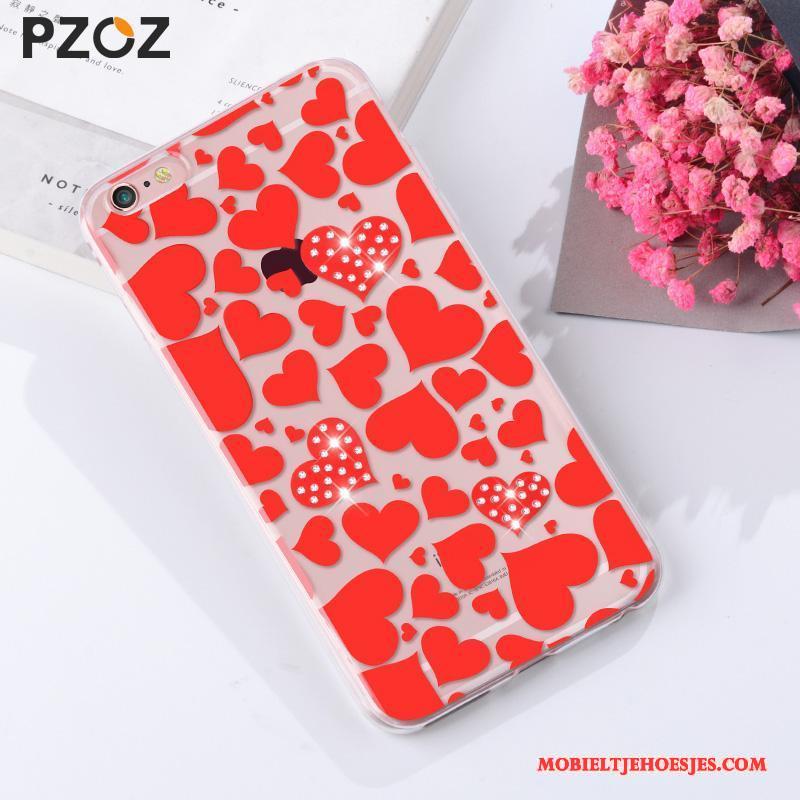 iPhone 6/6s Plus Bescherming Hoesje Telefoon Met Strass Trend Rood Zacht Luxe