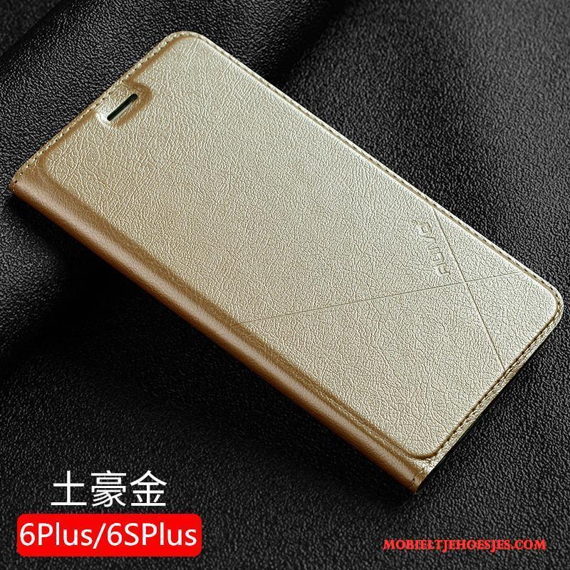 iPhone 6/6s Plus Bescherming Leren Etui Hoesje Telefoon Anti-fall Goud Clamshell Trend