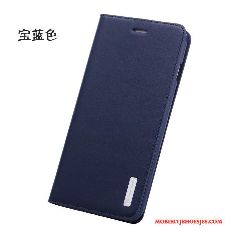 iPhone 6/6s Plus Echt Leer Anti-fall Leren Etui Blauw Bedrijf Hoesje Telefoon Folio