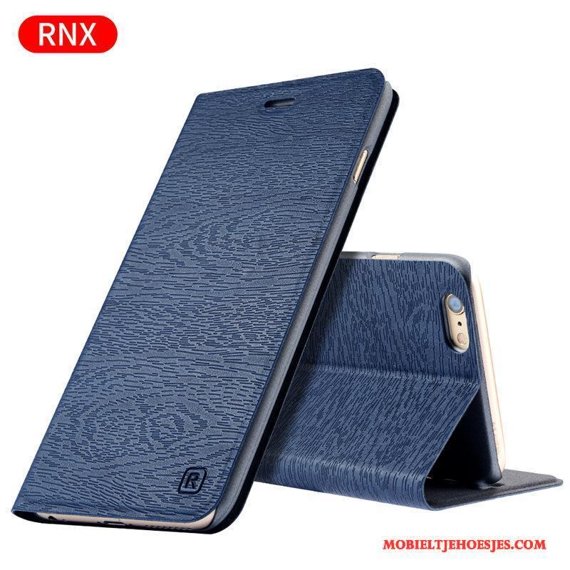 iPhone 6/6s Plus Hoes Clamshell Anti-fall Leren Etui Bescherming Blauw Hoesje Telefoon