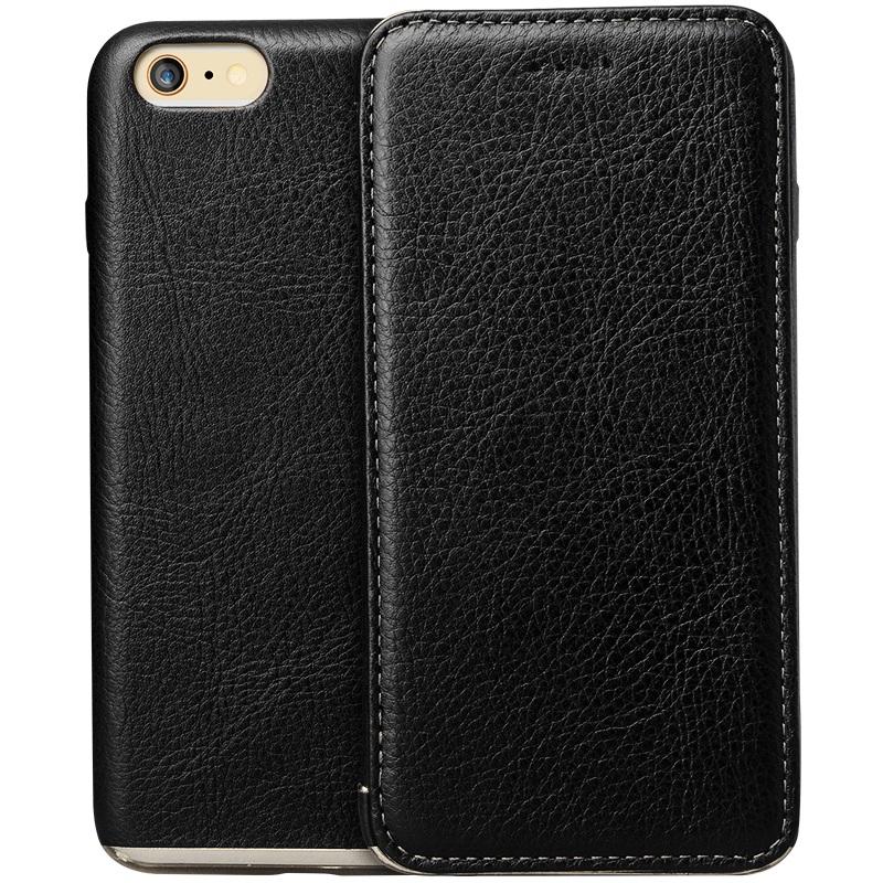 iPhone 6/6s Plus Hoesje All Inclusive Bescherming Leren Etui Hoes Zwart Folio Bedrijf