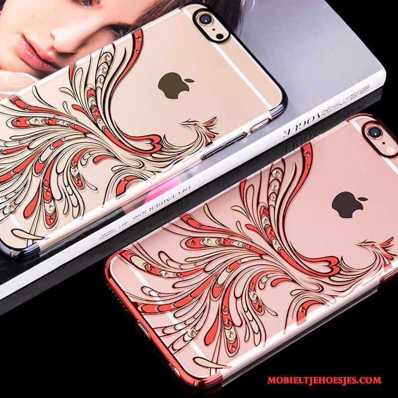 iPhone 6/6s Plus Hoesje All Inclusive Met Strass Rood Rose Goud Luxe Doorzichtig Hoes