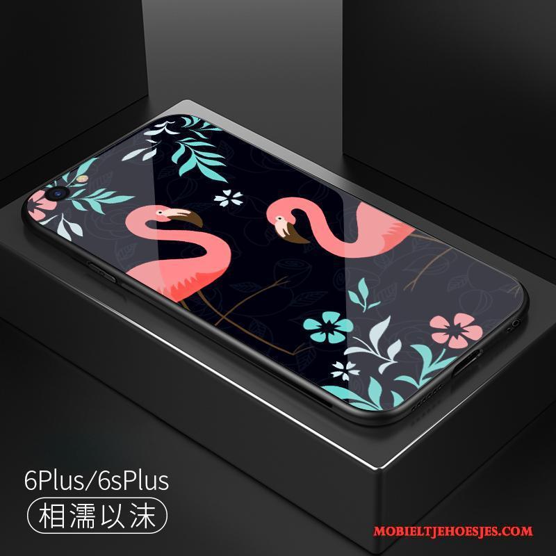 iPhone 6/6s Plus Hoesje Glas Hoes Scheppend Lovers Persoonlijk Zwart Trend