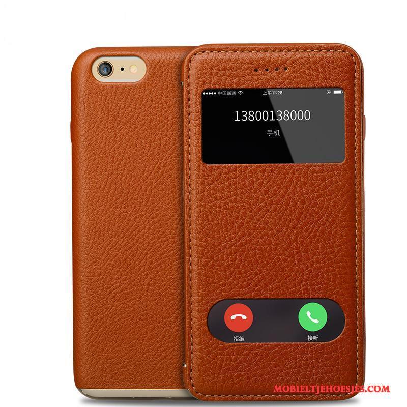 iPhone 6/6s Plus Hoesje Koe Mobiele Telefoon Leren Etui Echt Leer Telefoon Folio