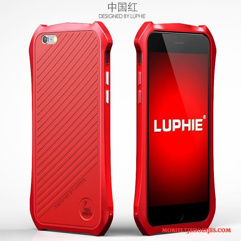iPhone 6/6s Plus Hoesje Metaal Nieuw Omlijsting Rood Vleermuizen Hoes Mobiele Telefoon