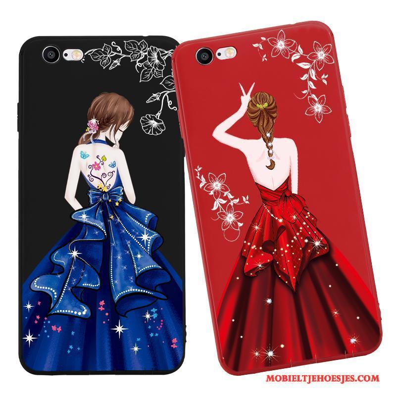 iPhone 6/6s Plus Hoesje Telefoon Anti-fall Zacht Zwart All Inclusive Rood Siliconen