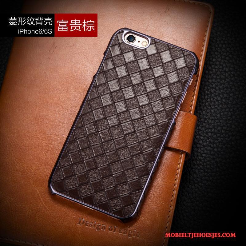 iPhone 6/6s Plus Ruit Anti-fall Trend Luxe Hoesje Telefoon Zwart Geruite