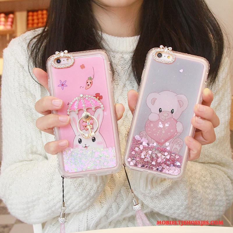 iPhone 6/6s Plus Trend Anti-fall Hoes Roze Met Strass Hoesje Telefoon Siliconen