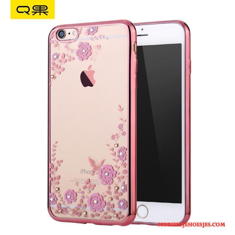 iPhone 6/6s Plus Zacht Anti-fall Met Strass Siliconen Hoesje Telefoon Rose Goud