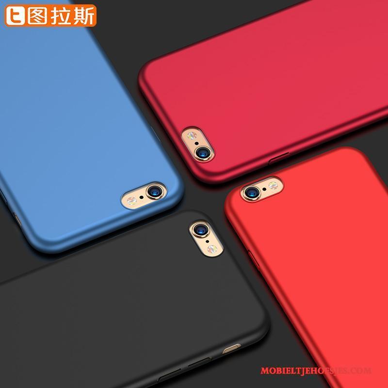 iPhone 6/6s Plus Zwart Hard Rood Hoesje Telefoon Patroon Siliconen Schrobben