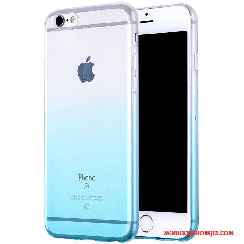 iPhone 6/6s Pu Zacht Doorzichtig Hoesje Telefoon Blauw Verloop Siliconen
